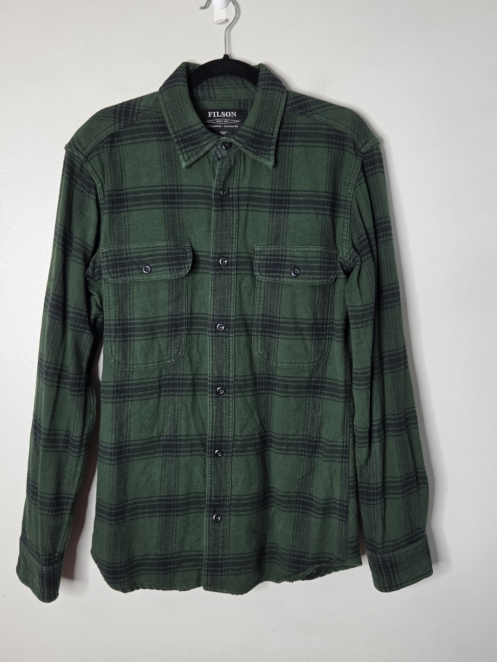 Filson Green Plaid Button-Up Flannel Shirt